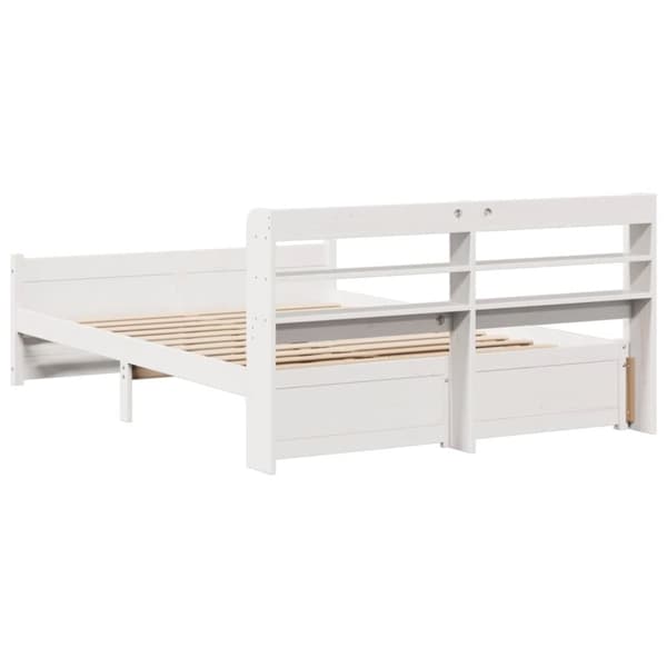 vidaXL Sengeramme med hodegavl hvit 160x200 cm heltre furu