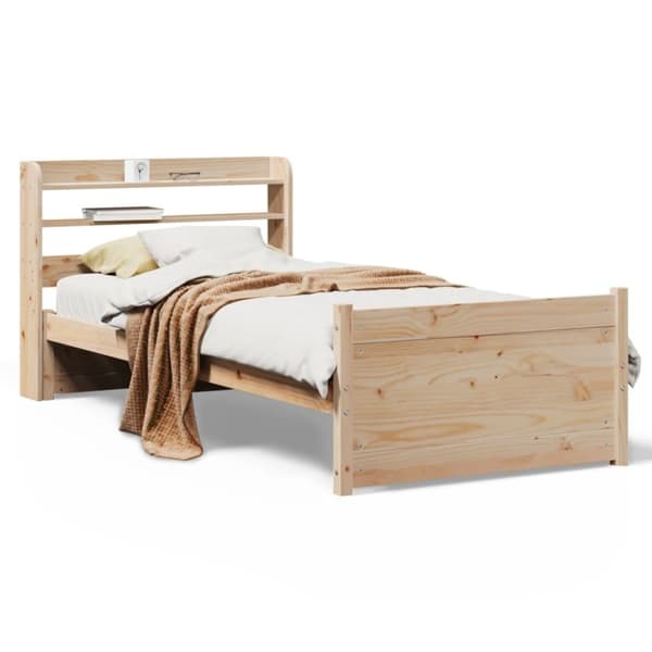 vidaXL Sengeramme med hodegavl 75x190 cm heltre furu