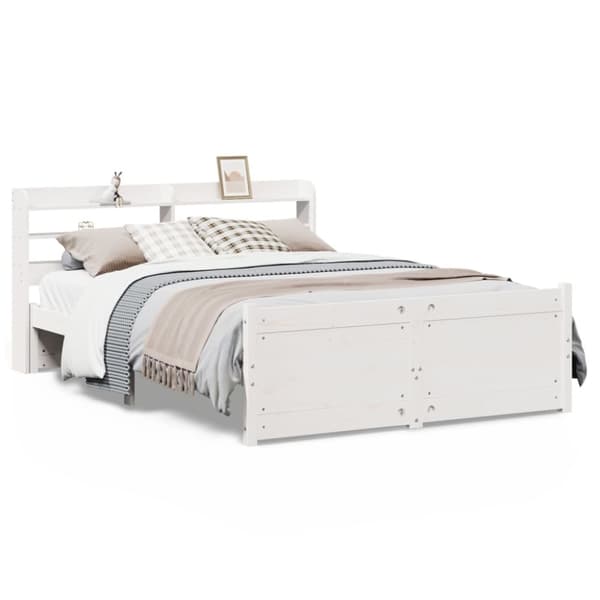vidaXL Sengeramme med hodegavl hvit 140x190 cm heltre furu