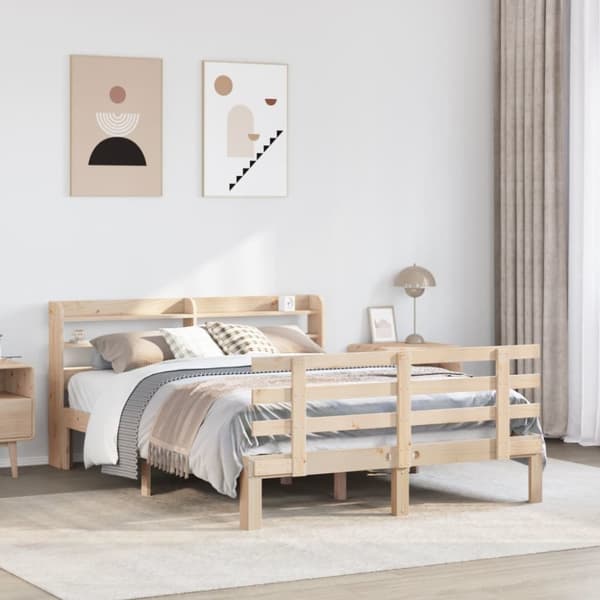 vidaXL Sengeramme med hodegavl 140x190 cm heltre furu