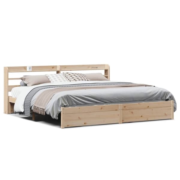 vidaXL Sengeramme med hodegavl 180x200 cm heltre furu