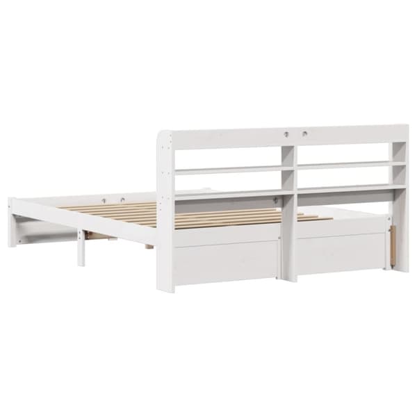 vidaXL Sängram med huvudgavel utan madrass vit 140x200 cm