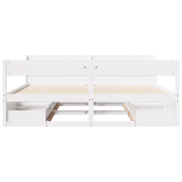 vidaXL sengeramme uden madras 200x200 cm massivt fyrretræ hvid