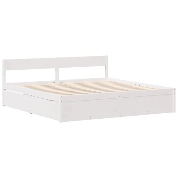 vidaXL sengeramme uden madras 200x200 cm massivt fyrretræ hvid