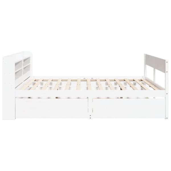 vidaXL sengeramme uden madras 200x200 cm massivt fyrretræ hvid