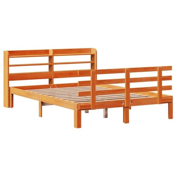 vidaXL Sengeramme med hodegavl voksbrun 140x200 cm heltre furu