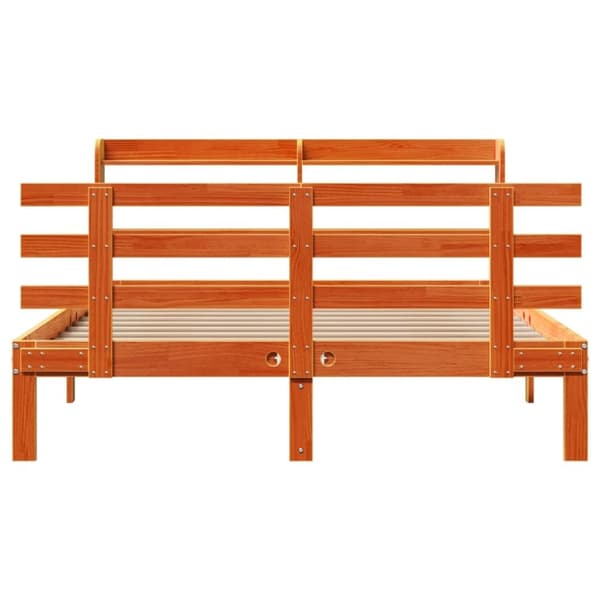 vidaXL Sengeramme med hodegavl voksbrun 140x200 cm heltre furu