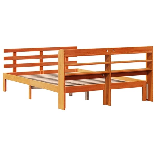 vidaXL Sengeramme med hodegavl voksbrun 140x200 cm heltre furu