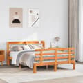 Miniatyrbilde 2 av 11: vidaXL Sengeramme med hodegavl voksbrun 140x200 cm heltre furu