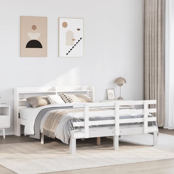 vidaXL Sengeramme med hovedgærde uden madras Hvid 120x200 cm