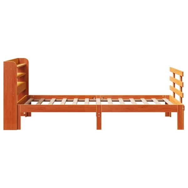 vidaXL sengeramme med sengegavl 90x200 cm massivt fyrretræ gyldenbrun