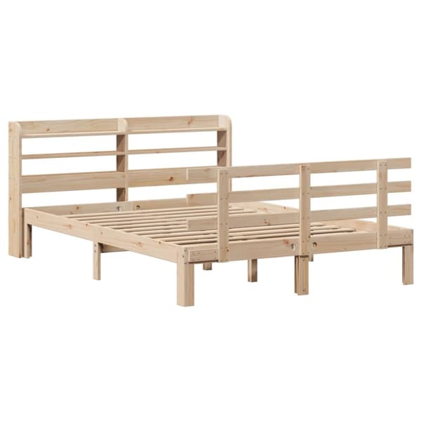 vidaXL sengeramme med sengegavl 150x200 cm massivt fyrretræ
