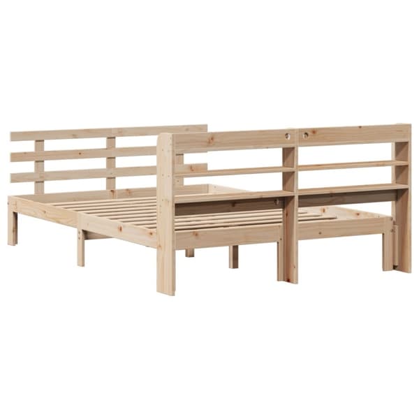 vidaXL sengeramme med sengegavl 150x200 cm massivt fyrretræ