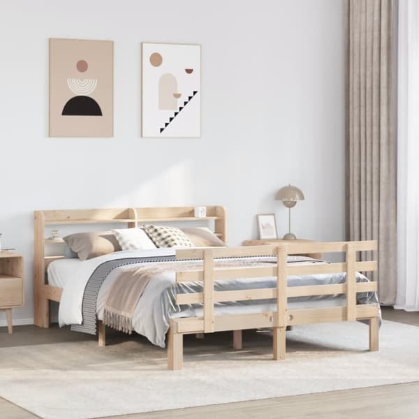 vidaXL sengeramme med sengegavl 160x200 cm massivt fyrretræ