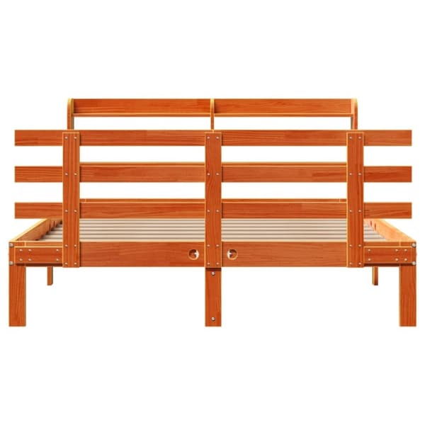 vidaXL sengeramme med sengegavl 160x200 cm massivt fyrretræ gyldenbrun