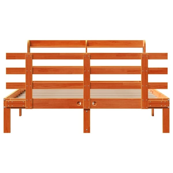 vidaXL Sängynrunko päädyllä vahanruskea 135x190 cm täysi mänty
