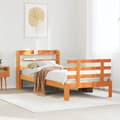 Miniatyrbilde 2 av 11: vidaXL Sengeramme med hodegavl voksbrun 90x200 cm heltre furu