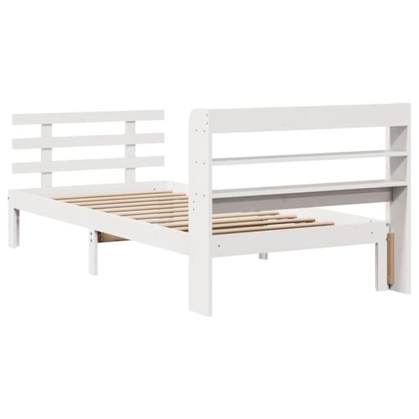 vidaXL Sengeramme med hodegavl hvit 100x200 cm heltre furu