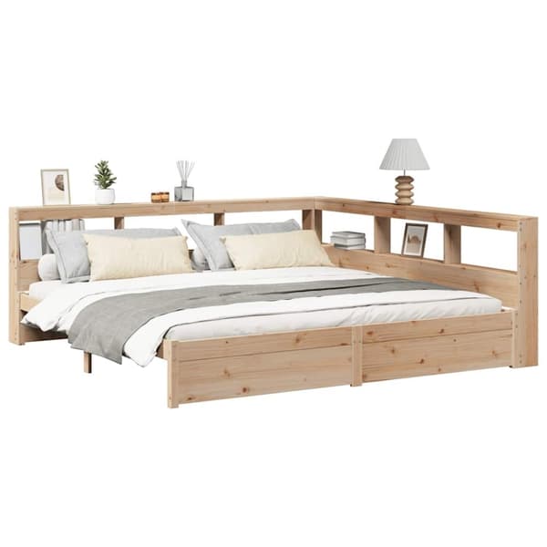 vidaXL Seng med bokhylle uten madrass 180x200 cm heltre furu