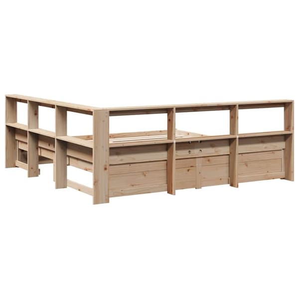 vidaXL Seng med bokhylle uten madrass 180x200 cm heltre furu