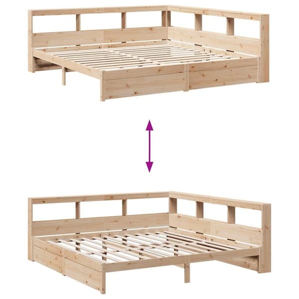 vidaXL Seng med bokhylle uten madrass 180x200 cm heltre furu