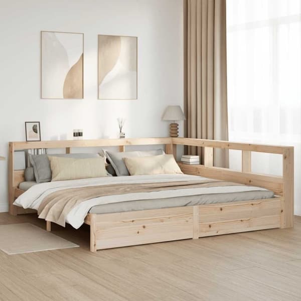 vidaXL Seng med bokhylle uten madrass 180x200 cm heltre furu