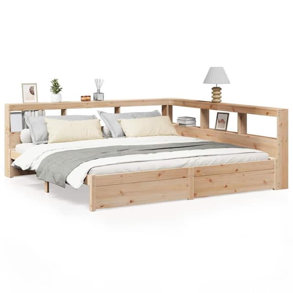 vidaXL Seng med bokhylle uten madrass 180x200 cm heltre furu