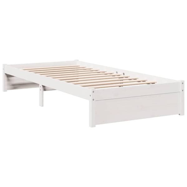vidaXL Sänky kirjahyllyllä ei patjaa valkoinen 75x190 cm täysi mänty