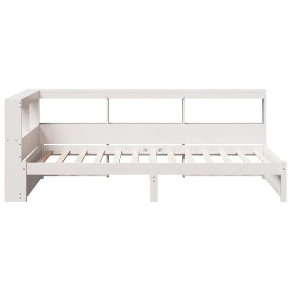 vidaXL Sänky kirjahyllyllä ei patjaa valkoinen 75x190 cm täysi mänty