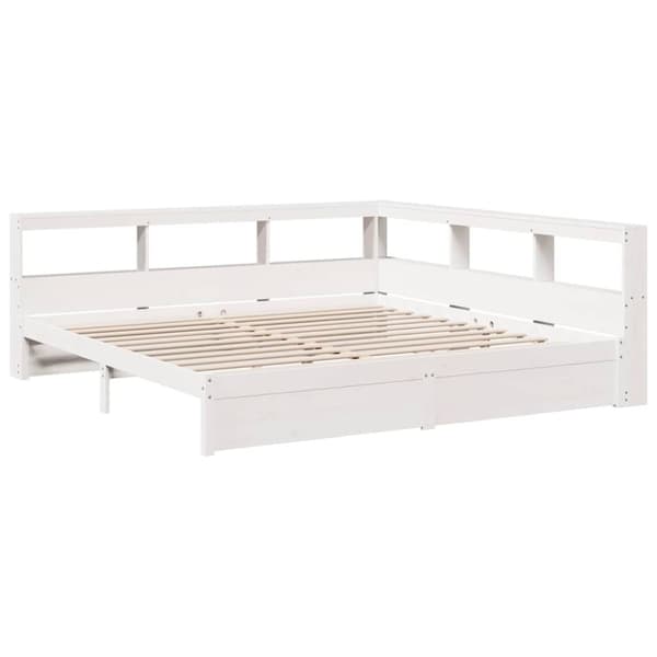 vidaXL Seng med bokhylle uten madrass 160x200 cm heltre furu