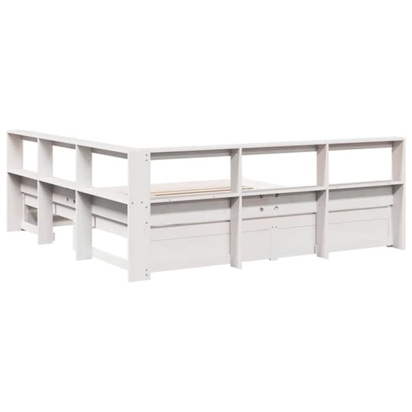 vidaXL Seng med bokhylle uten madrass 160x200 cm heltre furu