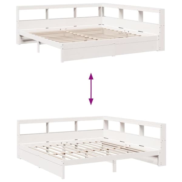 vidaXL Seng med bokhylle uten madrass 160x200 cm heltre furu
