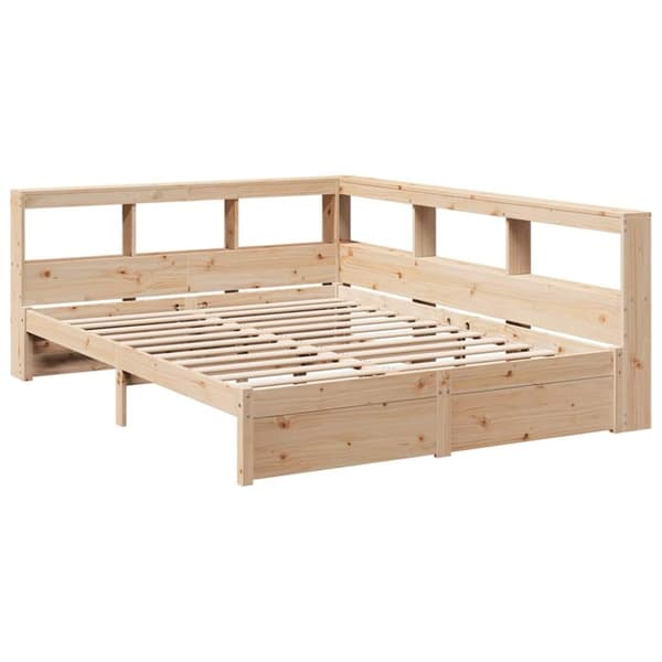 vidaXL Seng med bokhylle uten madrass 150x200 cm heltre furu