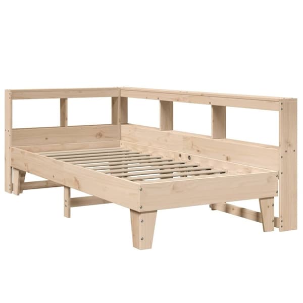 vidaXL Seng med bokhylle uten madrass 90x190 cm heltre furu