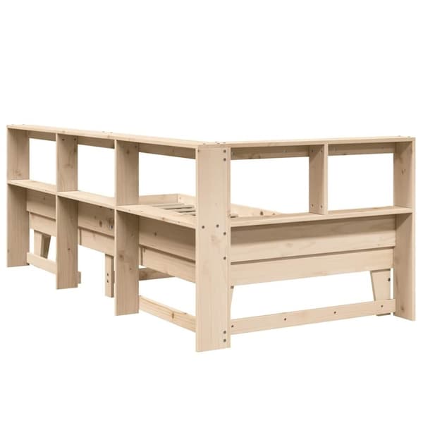 vidaXL Seng med bokhylle uten madrass 90x190 cm heltre furu
