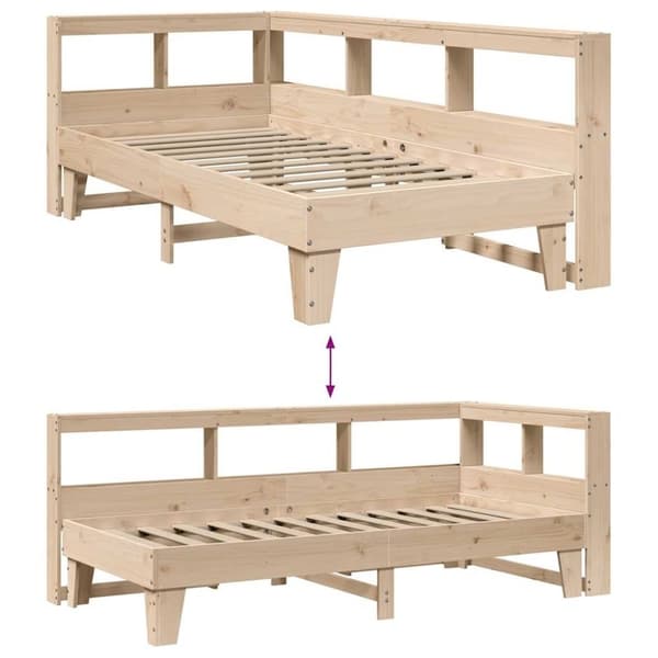 vidaXL Seng med bokhylle uten madrass 90x190 cm heltre furu