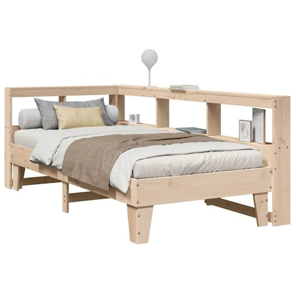 vidaXL Seng med bokhylle uten madrass 90x190 cm heltre furu
