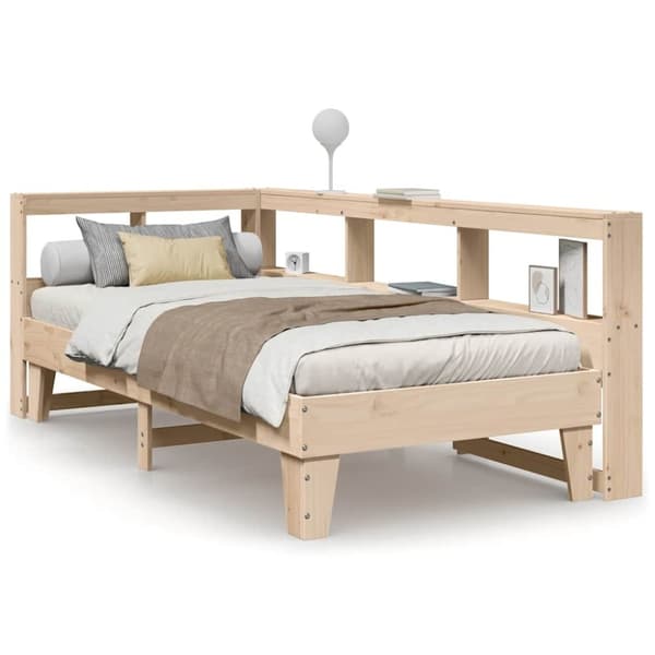 vidaXL Seng med bokhylle uten madrass 90x190 cm heltre furu