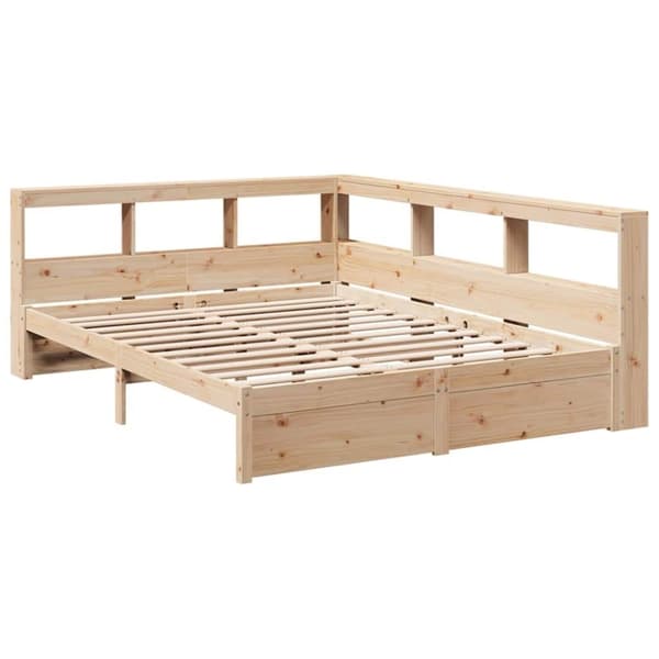 vidaXL Seng med bokhylle uten madrass 140x190 cm heltre furu