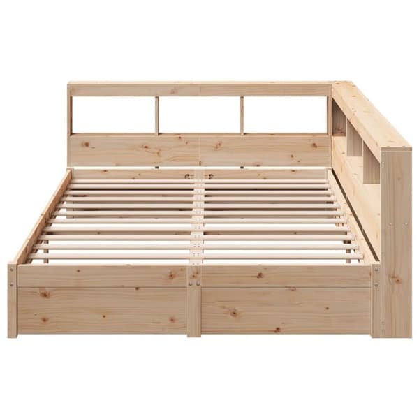 vidaXL Seng med bokhylle uten madrass 140x190 cm heltre furu