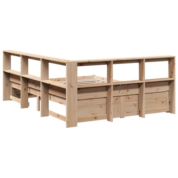 vidaXL Seng med bokhylle uten madrass 140x190 cm heltre furu