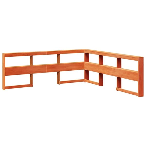 vidaXL Seng med bokhylle uten madrass voksbrun 75x190 cm heltre furu