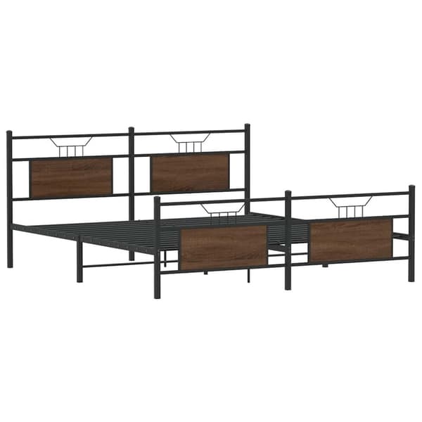 vidaXL Sengeramme i metall uten madrass brun eik 180x200 cm