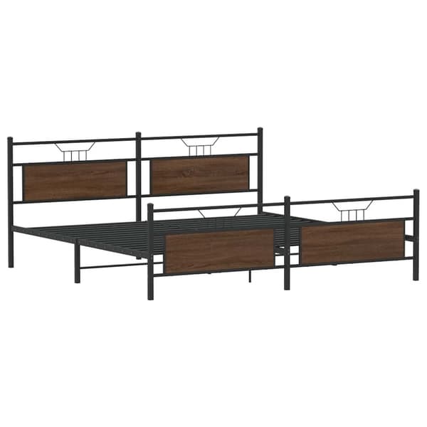 vidaXL sengeramme uden madras 200x200 cm metal brun egetræsfarve
