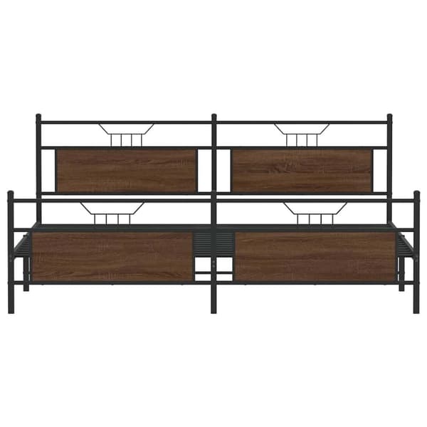 vidaXL sengeramme uden madras 200x200 cm metal brun egetræsfarve