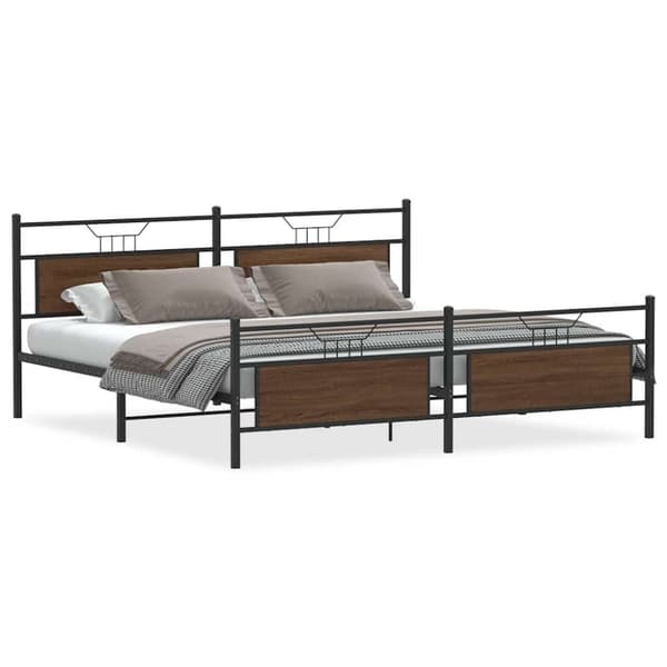 vidaXL sengeramme uden madras 200x200 cm metal brun egetræsfarve