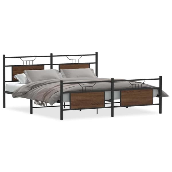 vidaXL sengeramme uden madras 160x200 cm metal brun egetræsfarve