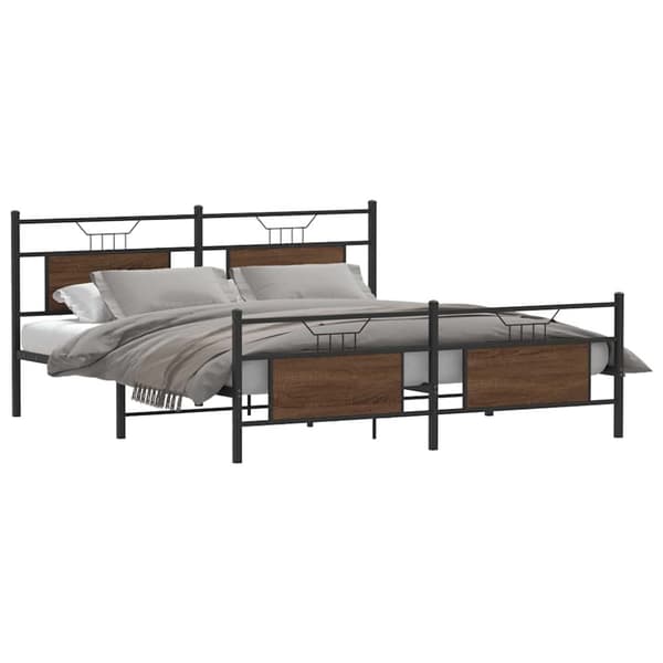 vidaXL sengeramme uden madras 160x200 cm metal brun egetræsfarve