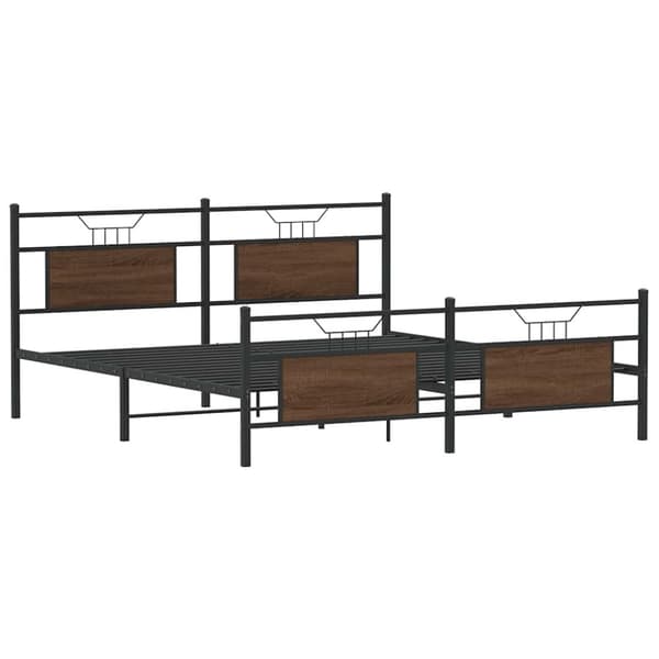 vidaXL sengeramme uden madras 160x200 cm metal brun egetræsfarve