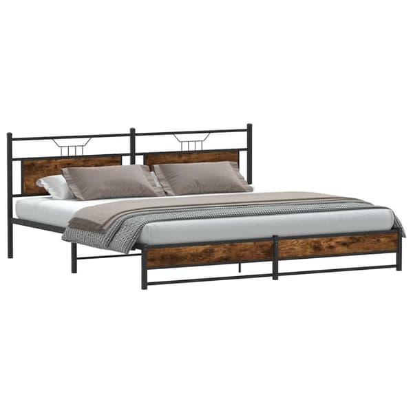 vidaXL sengeramme uden madras 193x203 cm metal røget egetræsfarve